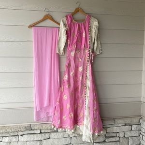 Pink long anarkali dress